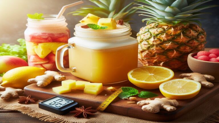 Sok spalający tłuszcz z ananasa, cytryny i imbiru