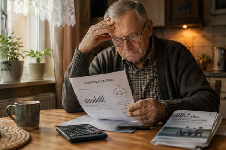 Senior sprawdza rachunek za prąd