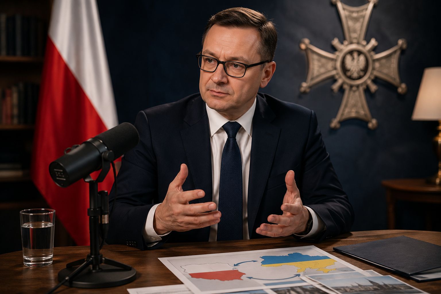Mikrofon i symbol orderu w studiu wywiadu