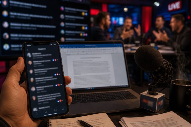 Telefon i laptop podczas sporu w mediach społecznościowych