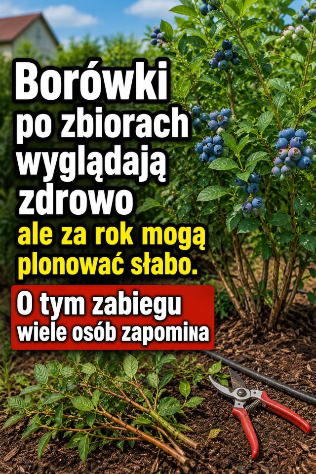 Borówki po zbiorach wyglądają zdrowo ale za rok mogą plonować słabo. O tym zabiegu wiele osób zapomina