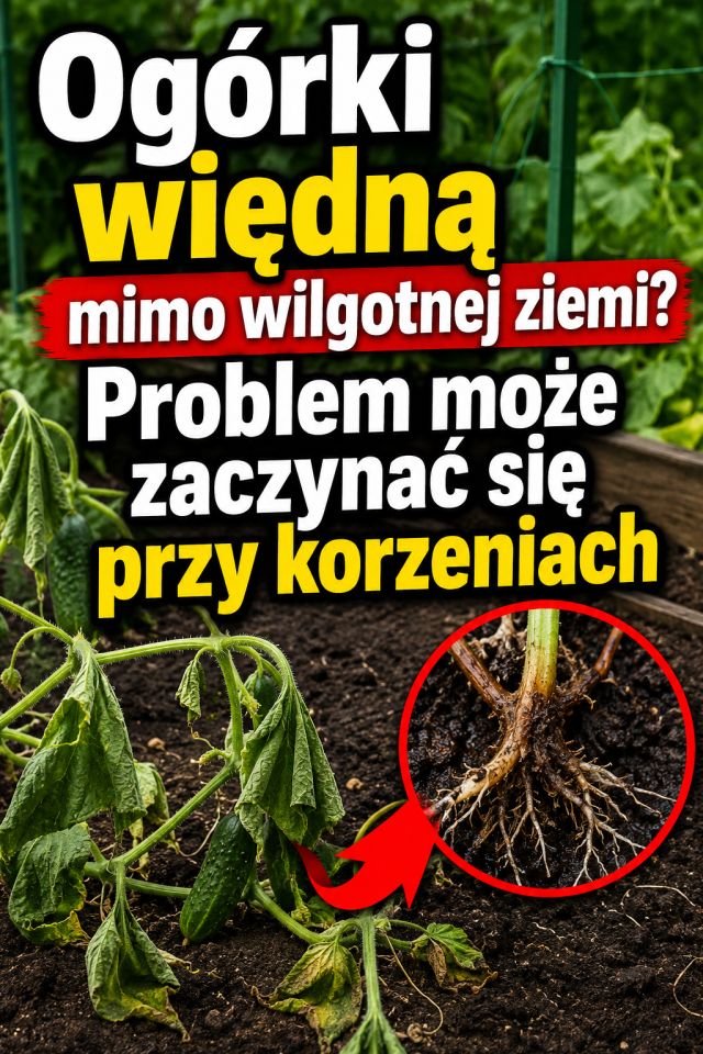 Ogórki więdną mimo wilgotnej ziemi? Problem może zaczynać się przy korzeniach