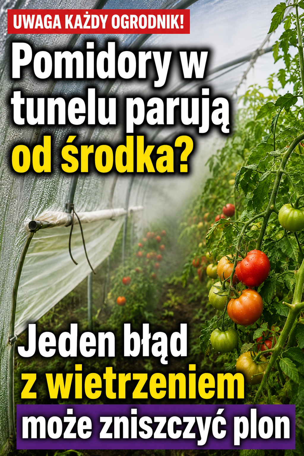 Pomidory w tunelu parują od środka? Jeden błąd z wietrzeniem może zniszczyć plon