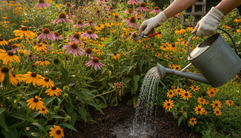 Rudbekie i echinacea – pielęgnacja rabat bylinowych latem