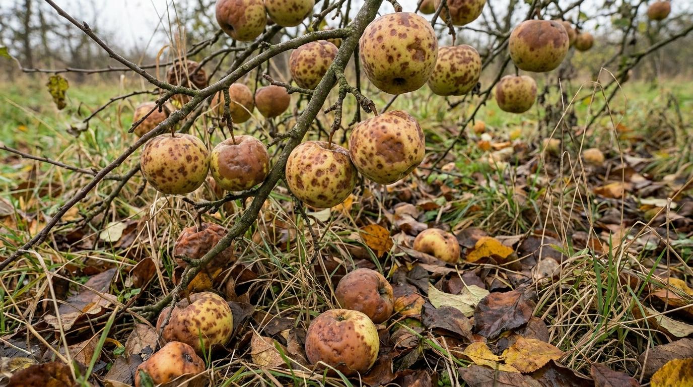 Jabłka mają drobne plamki i zaczynają gnić na drzewie? Nie zostawiaj ich pod koroną