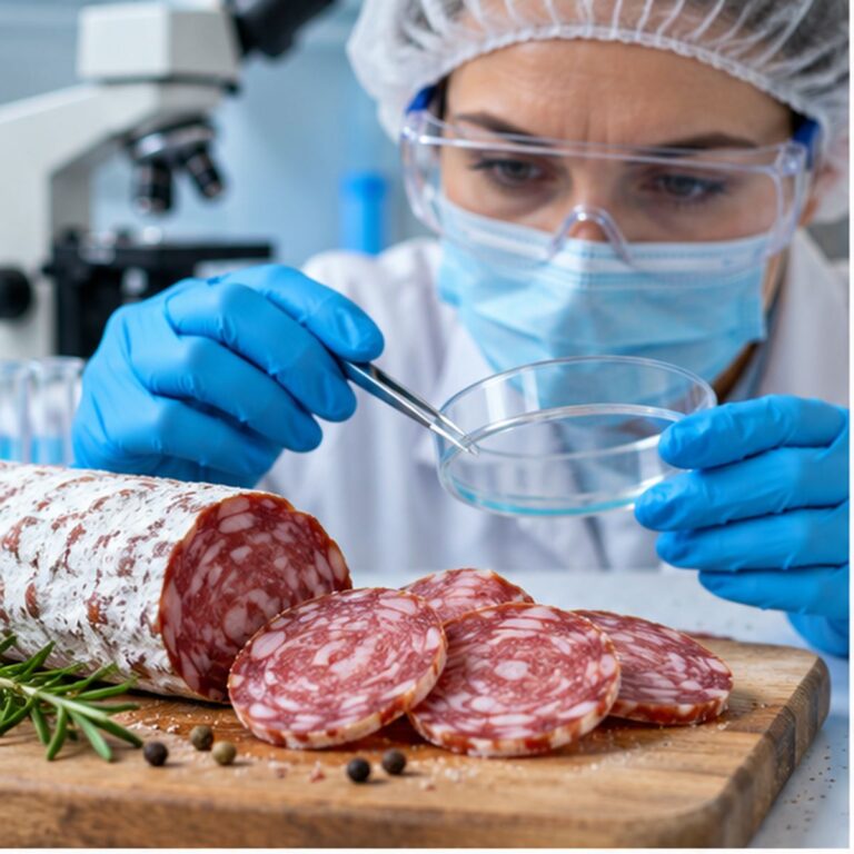 Kontrola salami w laboratorium